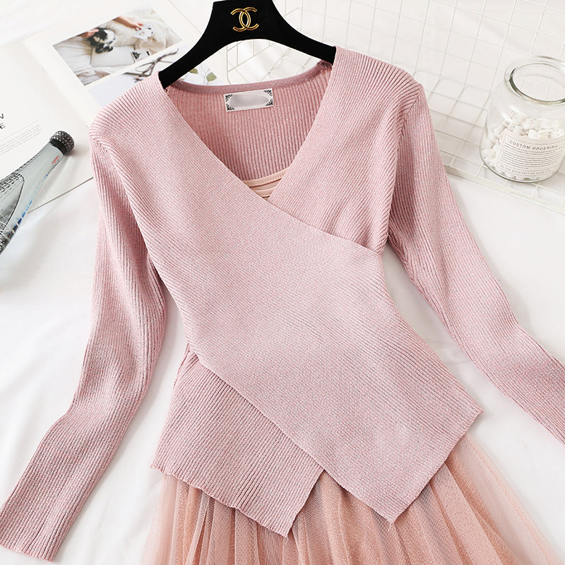 Small fragrance suit skirt mesh dress women's Victorian retro skirt French  2353