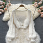 Kurzer Mohair Cardigan Damen Plüsch Pullover Mantel 1598