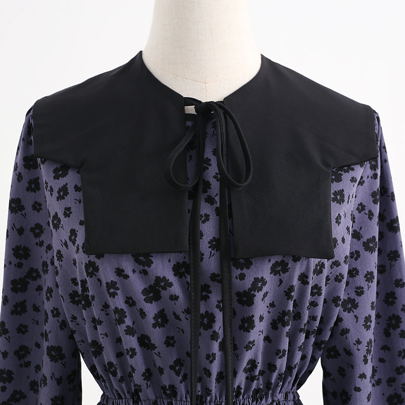 New women's temperament dress waist closing doll collar bottomed skirt  2271