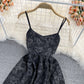 Robe jacquard douce et moelleuse taille haute jupe à bretelles princesse 2789