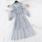 French retro skirt autumn mesh suspender skirt set  2132