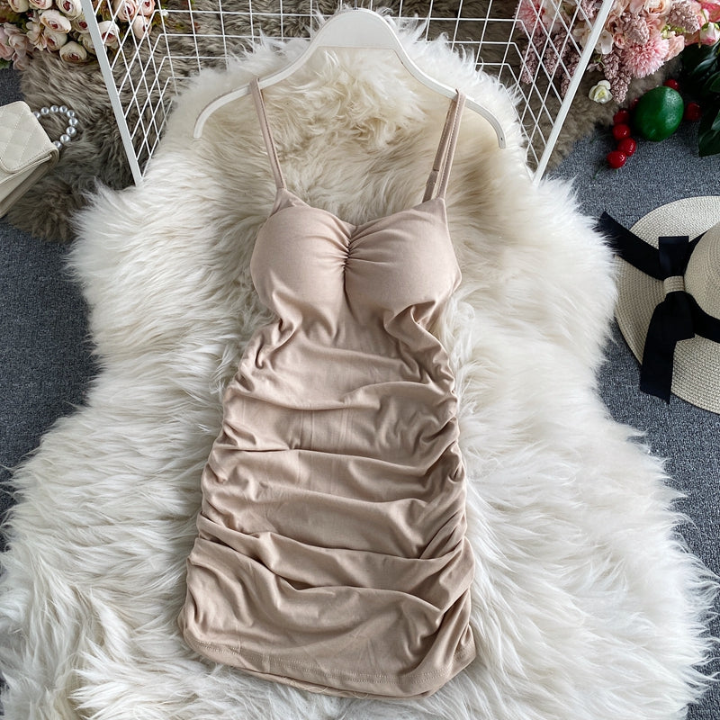 Pleated slim wrap hip skirt short suspender bottomed skirt  2778