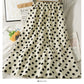 Hong Kong Vintage printed elastic waist thin over knee A-line skirt  2623