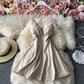 Low cut V-neck open back waist closed Strapless A-line skirt  2739