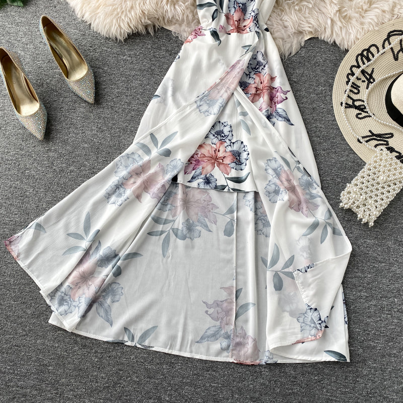 Robe à volants pour vacances à la mer, épaules dénudées 3134