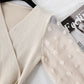 Small fragrance skirt children's French retro waist shows thin temperament V-neck  2145