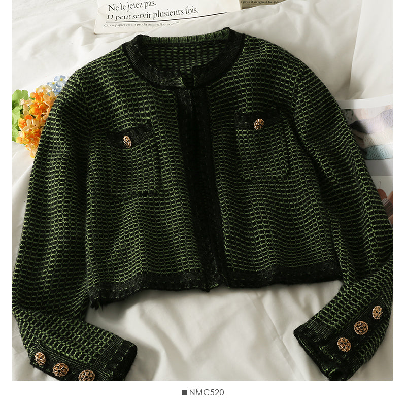 Pull col rond slim court rétro Hong Kong pour femme 2074