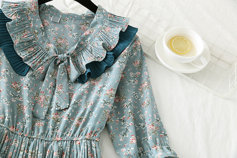Vintage Floral Chiffon Dress  2193