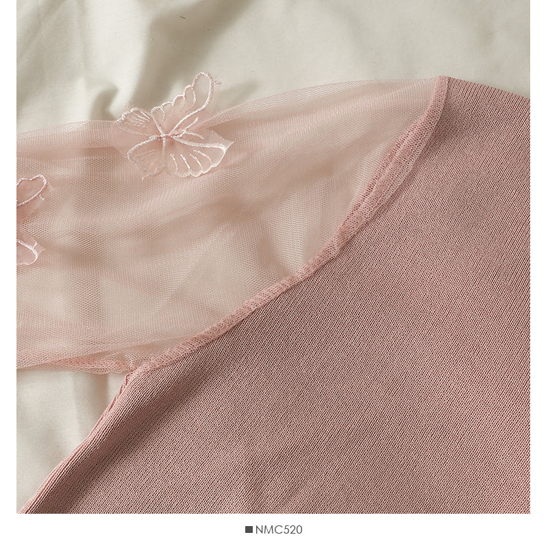 Pull à manches longues en maille cousue en trois dimensions avec motif papillon pour femme 2049