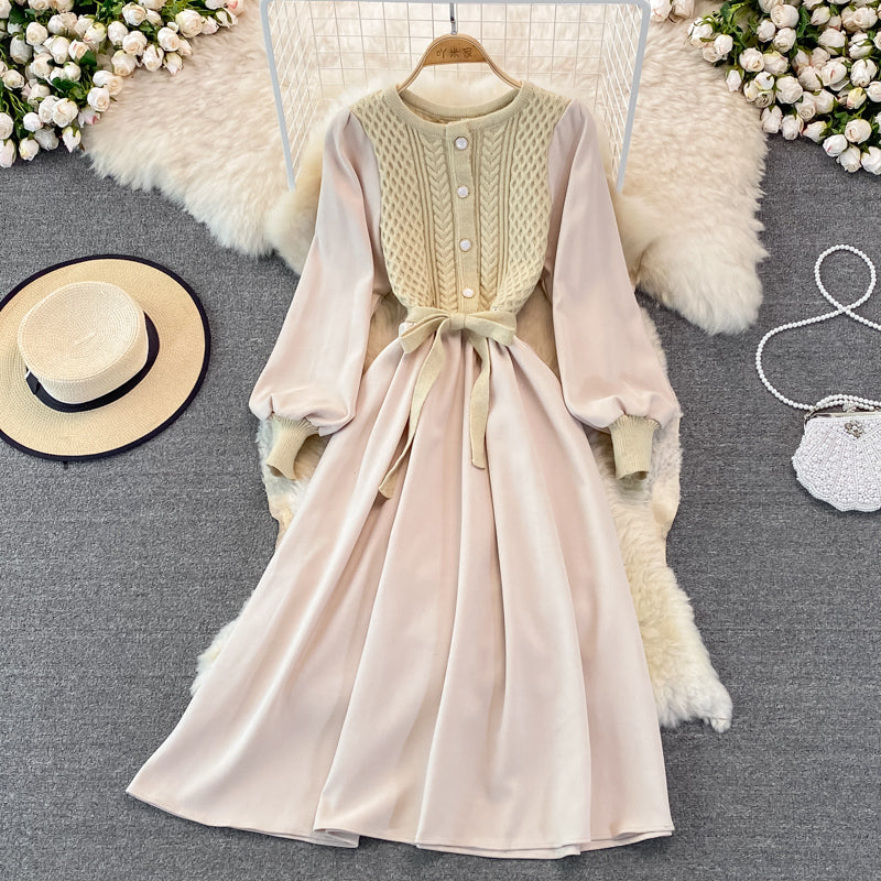 Robe en maille torsadée à col ras du cou 3267