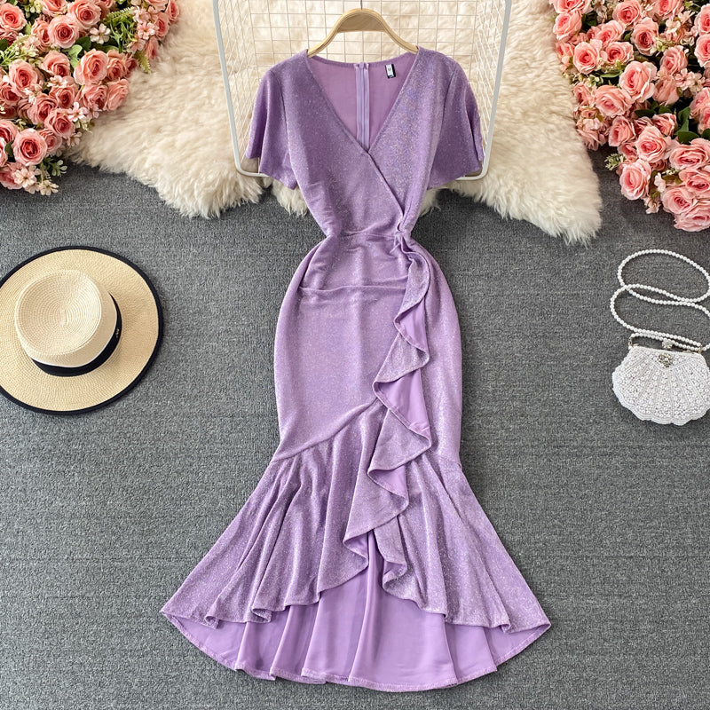 Elegant v neck fishtail dress fashion dress  1326