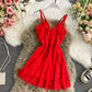 Sleeveless sexy V-neck waist slim A-line skirt  3149
