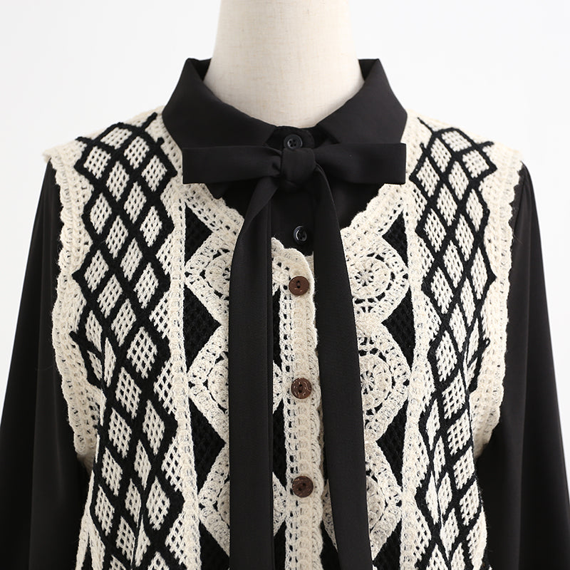New sweater vest dress two piece suit  2251