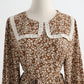 Dress gentle wind long sleeved chiffon skirt with slim waist and long Lapel skirt  2175