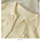 Cardigan zippé à revers et manches longues à rayures verticales 1830