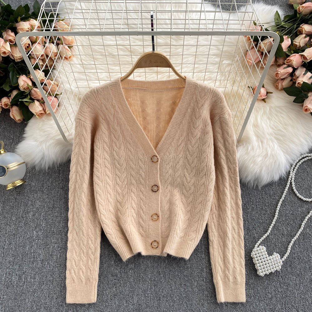 Nouveau manteau pull col V ample et paresseux pour femme 1621
