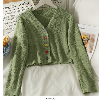 Pull cardigan femme col bas slim manches longues granulaire top 2018
