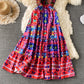 Printed ethnic embroidery suspender dress  3185