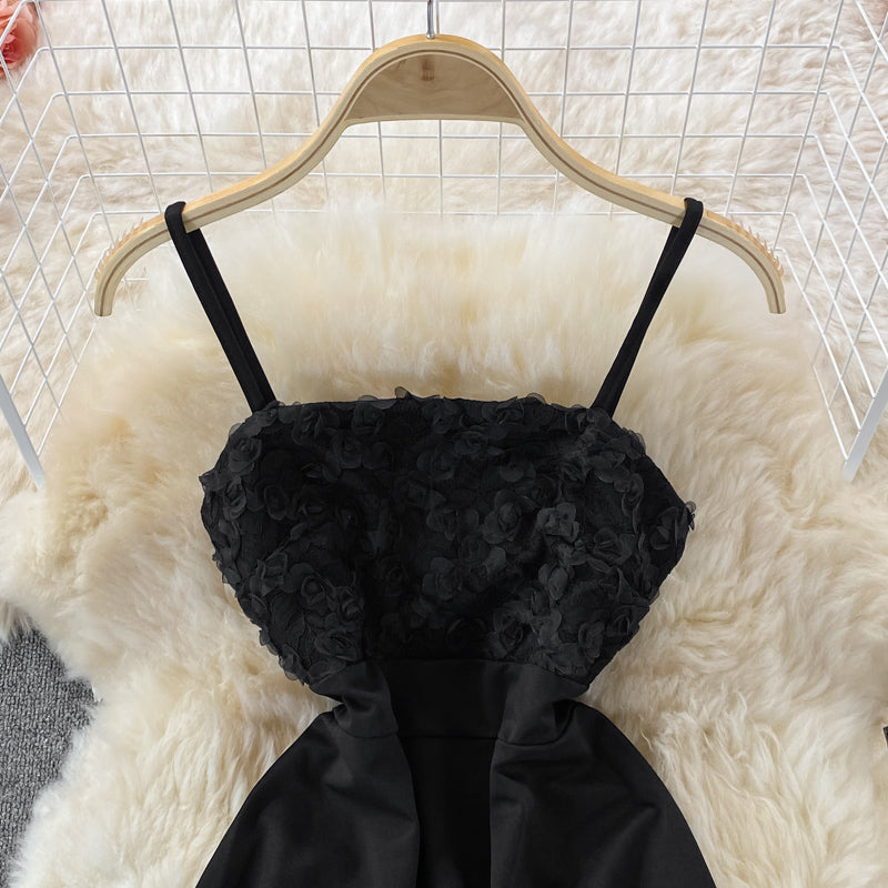 Robe bustier taille haute à col montant et épissure de pétales 3215