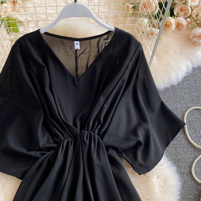 Robe courte polyvalente à taille rajeunissante unie 3188