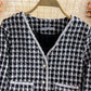 Vintage small fragrance woven tweed V-neck coat  1664