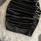 Jupe à bretelles sexy dos nu Robe moulante plissée en satin 2817