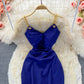 Robe sexy à bretelles ajourées à la taille et moulante avec sac à la hanche 3359