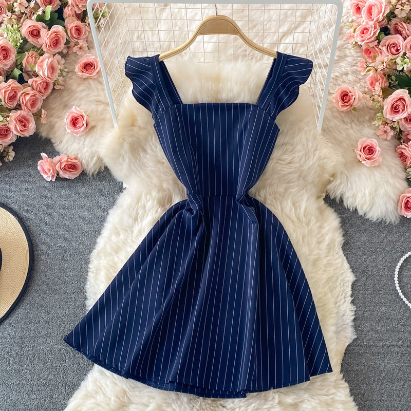 Backless striped strapless dress  2790