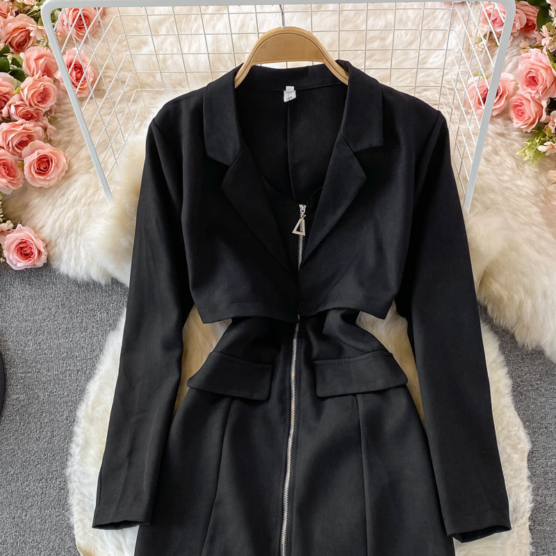 Jupe de costume de tempérament de célébrité, design slim et slim à fermeture éclair 2921