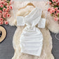 Pleated tight slim elastic Hip Wrap bottomed skirt  3249