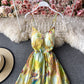 Backless suspender strapless dress with ragged waist  2837