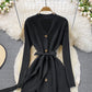 Robe en tricot à col en V de style doux, jupe pull fine et tempérament 3379