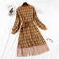Polka Dot Plaid floral long skirt with lace bottom skirt is thin and tall  2460