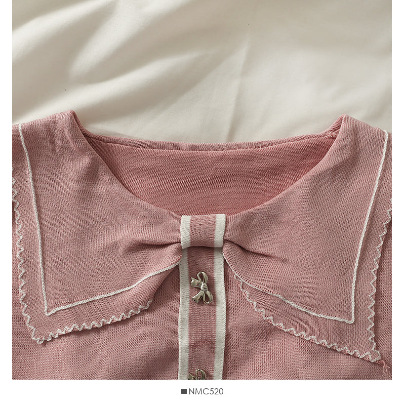 Pull rayé court à simple boutonnage en tricot slim 1921