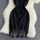 Robe cache-cœur en dentelle noire à épaules dénudées 3044