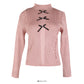 Pull col montant à perles décoratives avec nœud coréen pour femme 2053