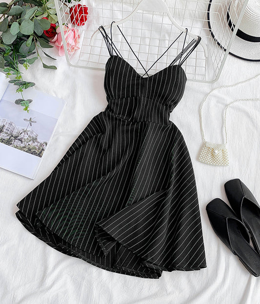 A-Linie gestreiftes Kleid Sommerkleid 1283