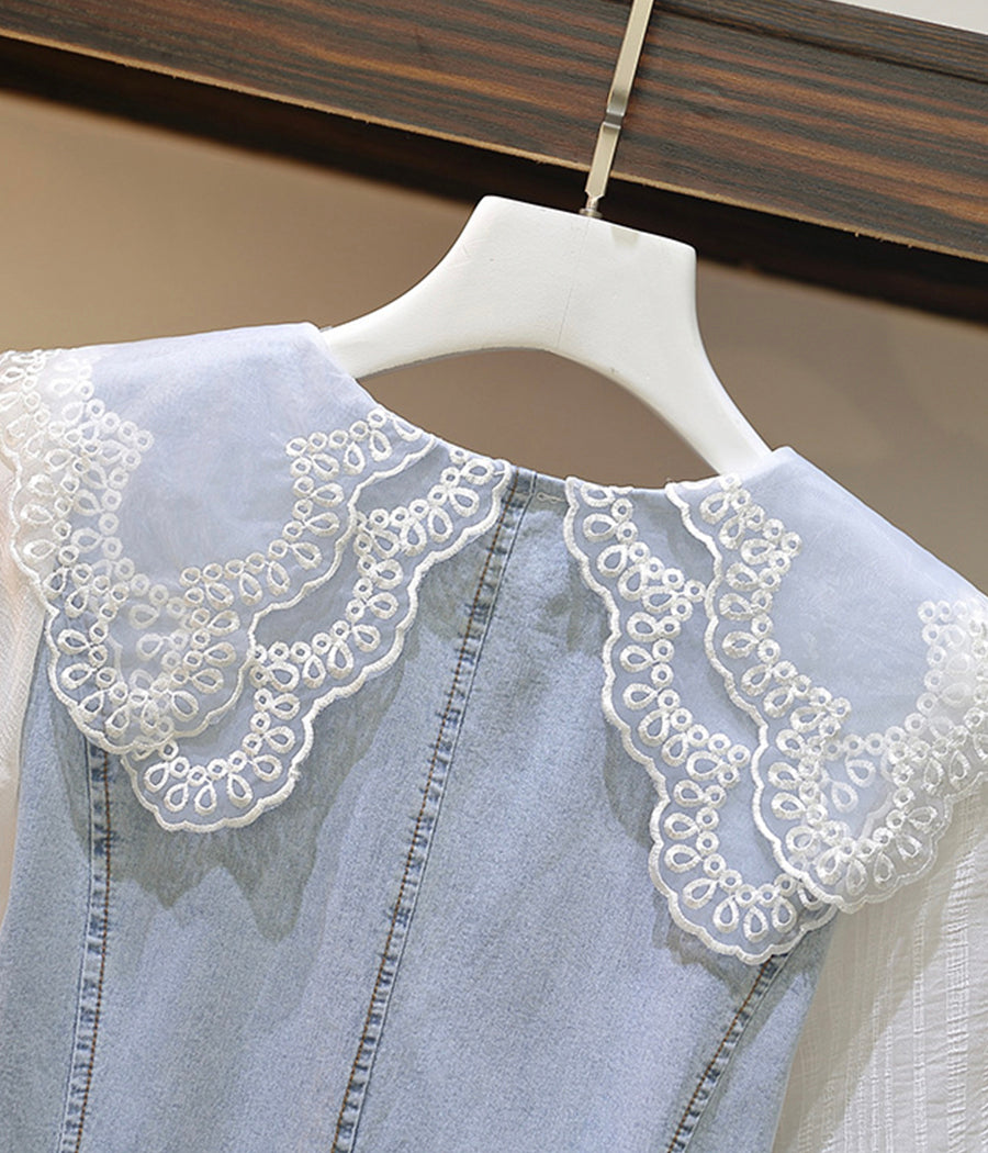 Lovely lace stitching dress  1254