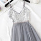 A line v neck tulle dress women's dress  1153