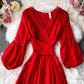 Red A line chiffon dress fashion girl dress  1000