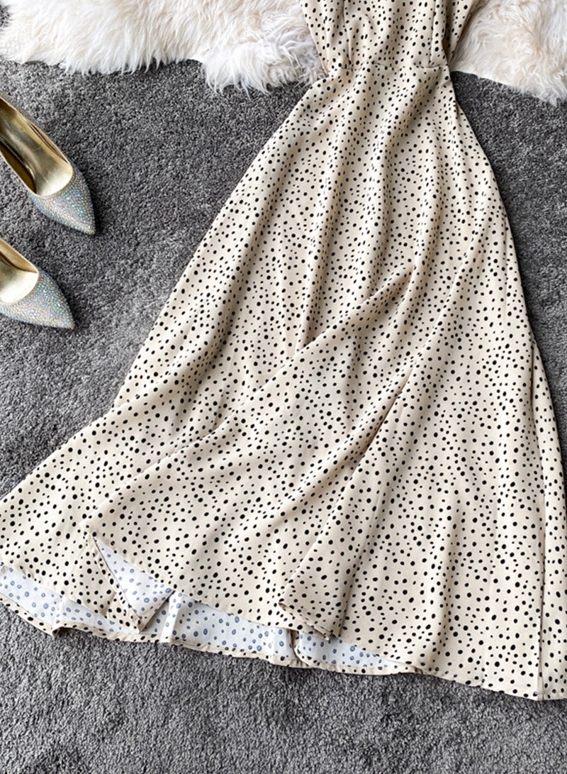 Cute A line polka dot dress summer dress  1105