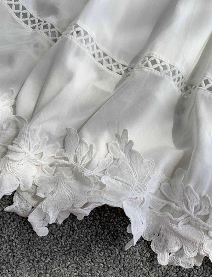 Robe dos nu en dentelle blanche pour fille 1167