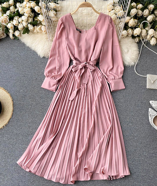 Simple A line long sleeve dress  997