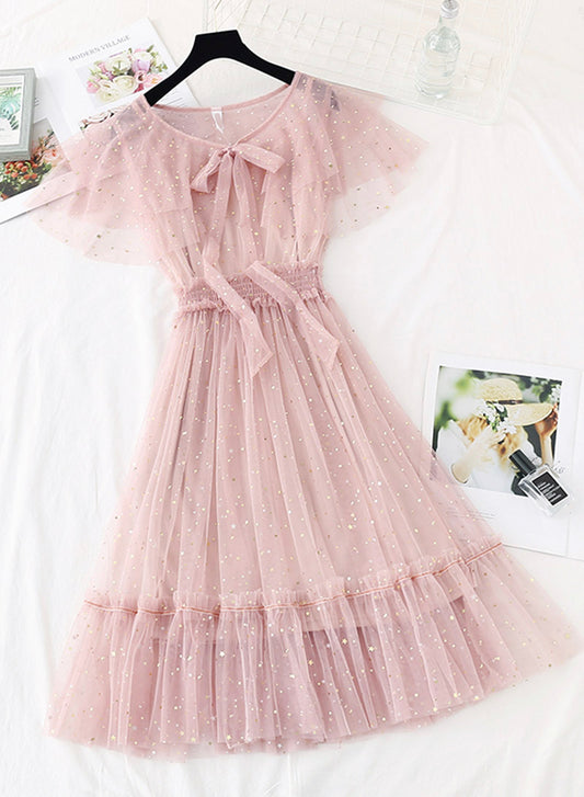 Cute tulle sequins short dress summer dress  1137