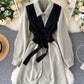 Fashionable vest + long sleeve shirt dress two pieces suit  1025