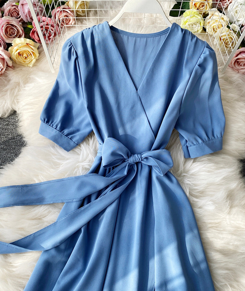 Simple v neck short sleeve dress fashion dress  939