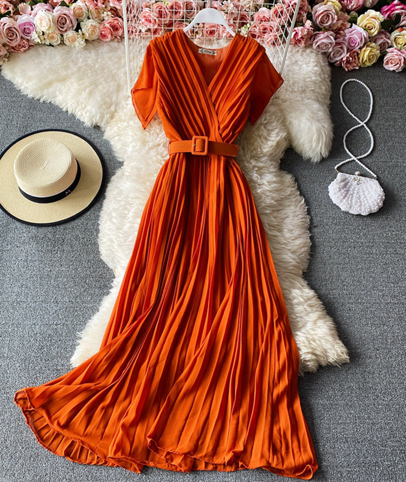 A line v neck short dress fashion dress  947