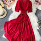 Simple v neck short sleeve dress fashion dress  939