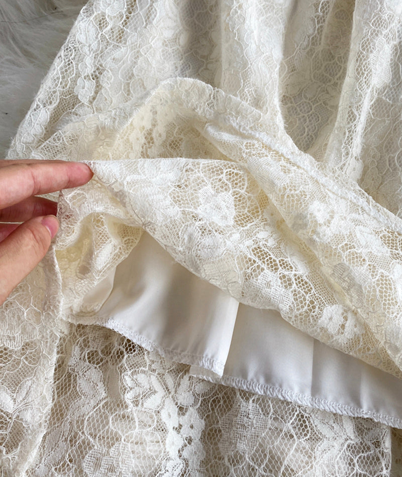 Champagne lace long sleeve dress  965