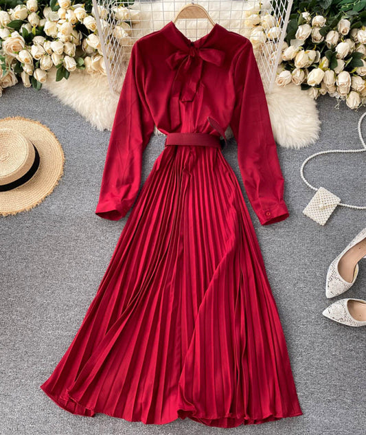 Simple A line long sleeve dress  979